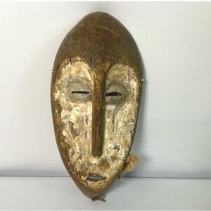 Lega Bwami Society Wood Carved Mask w/Raffia from The Congo - African Tribal Art